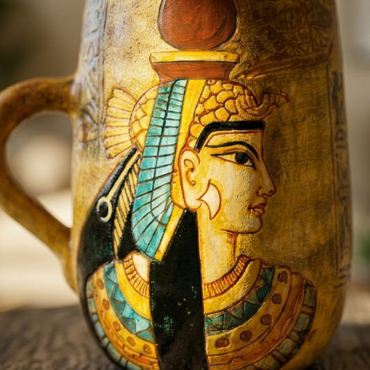 Egypt Art Pattern - Mugs - Hand painetd Mugs - Egypt (Painting on Brown Base)