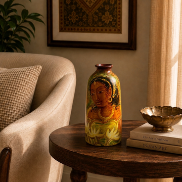 Aaranya - Hand Painted Terracotta Vase (Ajanta & Ellora Inspired Paintings - 9 inch)