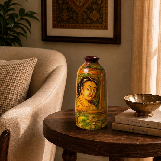 Aaranya - Hand Painted Terracotta Vase (Ajanta & Ellora Inspired Paintings - 9 inch)