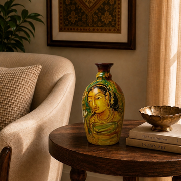Avani - Hand Painted Terracotta Vase (Ajanta & Ellora Inspired Paintings - 9 inch)