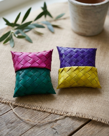 Palm Leaf Woven Pouches (Multi-Coloured)