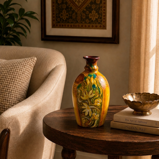 Avani - Hand Painted Terracotta Vase (Ajanta & Ellora Inspired Paintings - 9 inch)