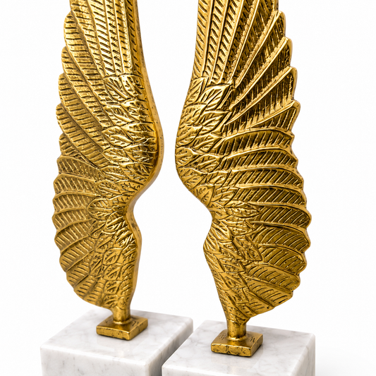 Majestic Golden Angel Wings Desktop Sculpture (Set of 2)