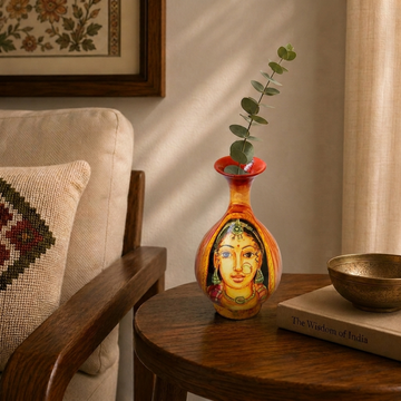 Hand-Painted Terracotta Rajasthani Face Painting Pot - 6 inch