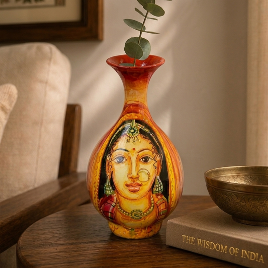 Hand Painted Terracotta Pottery (Rajasthan Inspired Lady) 6 inch