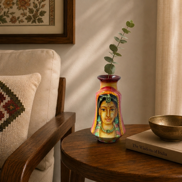 Hand-Painted Terracotta Rajasthani Face Painting Pot - 6 inch