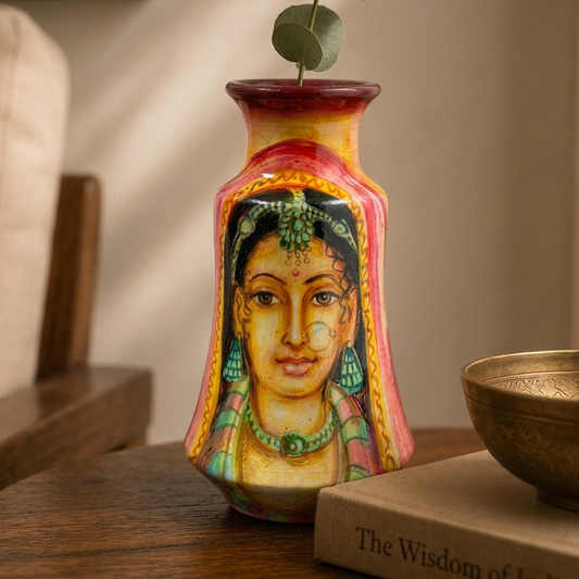 Hand Painted Terracotta Pottery (Rajasthan Inspired Lady Face) 6 inch