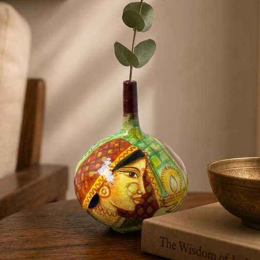 Hand Painted Terracotta Pottery (Rajasthan Inspired Lady Face) 6 inch
