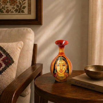Hand Painted Terracotta Pottery (Rajasthan Inspired Lady) 6 inch