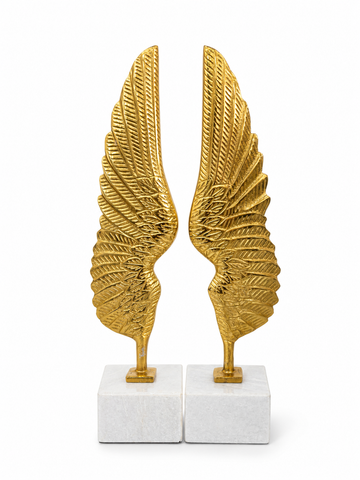 Majestic Golden Angel Wings Desktop Sculpture (Set of 2)
