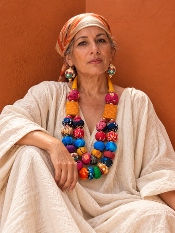 Sunlit Mosaic – Handmade Textile Statement Necklace Set