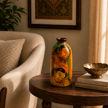 Chitrika - Hand Painted Terracotta Vase (Ajanta & Ellora Inspired Paintings - 9 inch)
