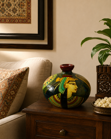 Hand-Painted Terracotta Egypt Art Pattern Pottery