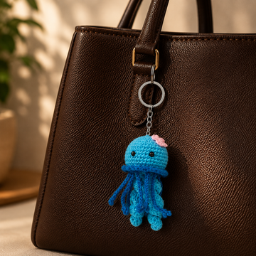 Crochet Jellyfish Keychain (Blue)