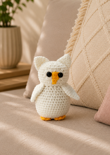 Handcrafted Mini Crochet Owl Soft Toy (4 Ply Cotton Yarn)