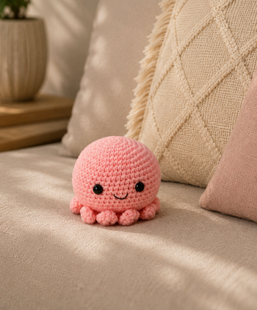 Handcrafted Mini Crochet Octopus Soft Toy (4 Ply Cotton Yarn)