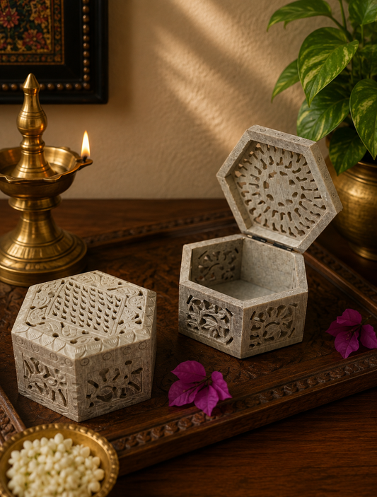 Jali-Work Jewellery Box (Shape-Hexagon)