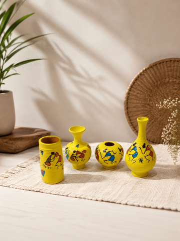 Handcrafted Terracotta Miniature Pottery Set of 4