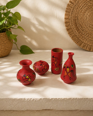 Handcrafted Terracotta Miniature Pottery Set of 4