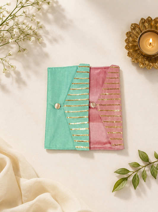 Handcrafted Raw Silk Shagun Envelope Set of 2