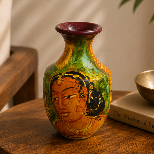 Hand Painted Terracotta Pottery (Ajanta Painting Inspired Lady)