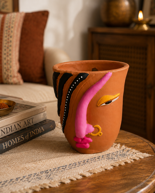 Handcrafted Terracotta Traditional Woman Face Planter