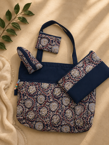 Hand Bags - Maroon Floral Vine Print