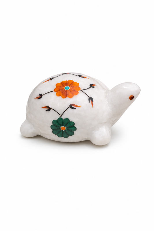 White Marble Tortoise - chip work design - Pure Marble tortoise with design