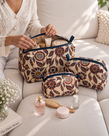 Gulnaar – Set of 3 Cotton Vanity Pouches