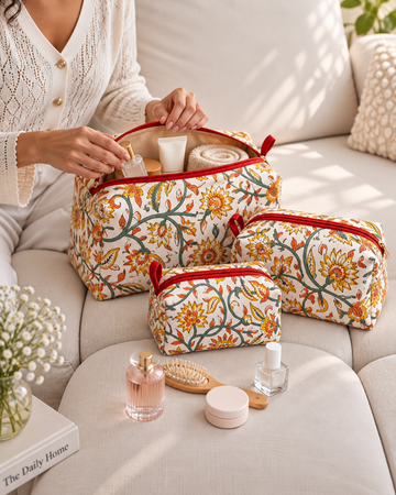 Kanak – Set of 3 Cotton Vanity Pouches