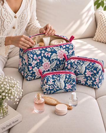 Aabha – Set of 3 Cotton Vanity Pouches