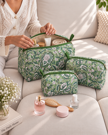 Haritika – Set of 3 Cotton Vanity Pouches