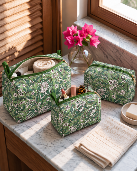 Haritika – Set of 3 Cotton Vanity Pouches