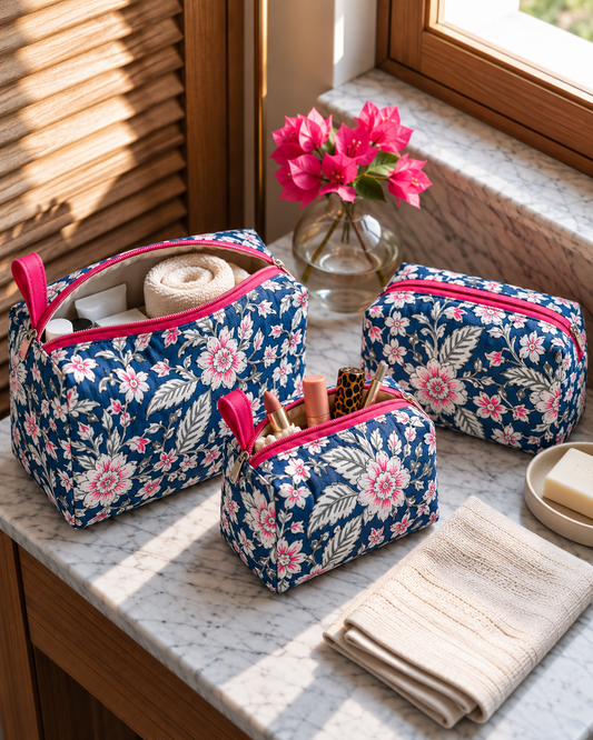 Aabha – Set of 3 Cotton Vanity Pouches