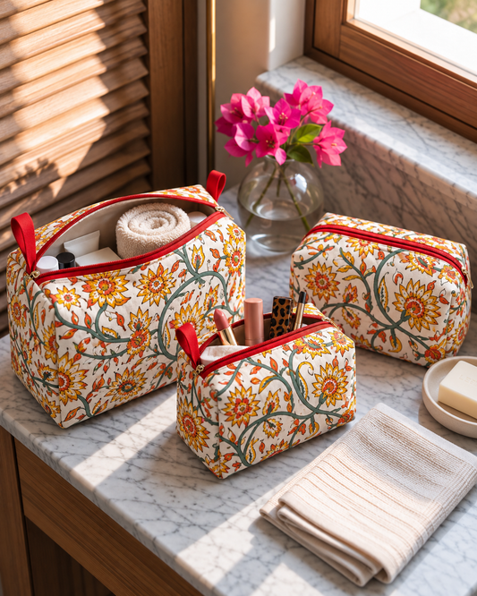 Kanak – Set of 3 Cotton Vanity Pouches