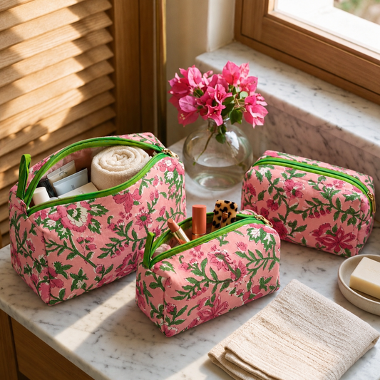 Gulrang – Set of 3 Cotton Vanity Pouches
