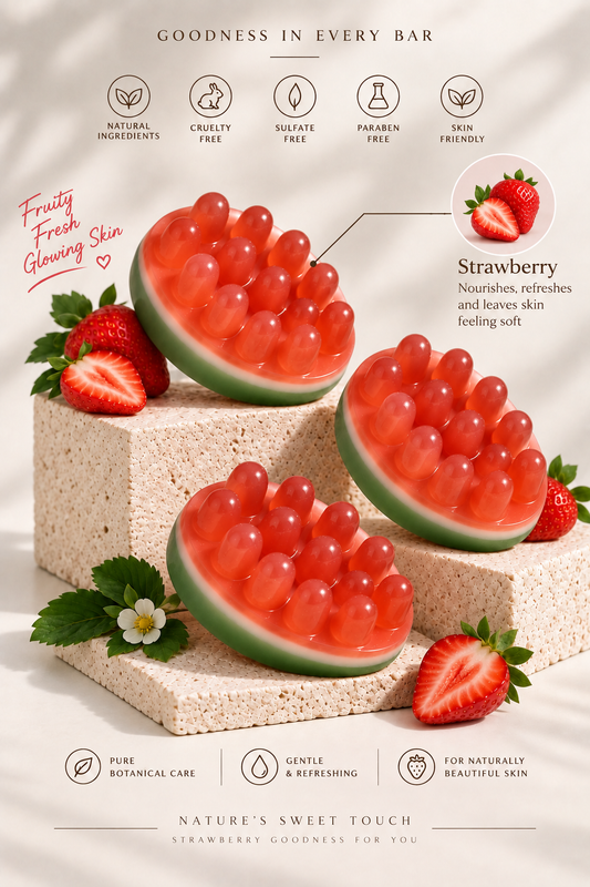 Strawberry Blush – Handmade Soap Set of 3 (120 g each)