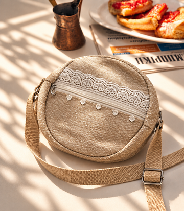 Gulmohar Jute & Lace Sling Bag