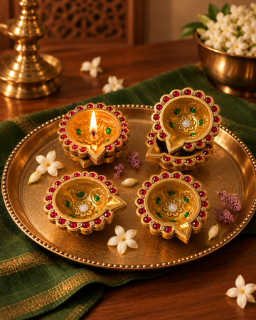 Rajwada Jewel Diya — Set of 12 Pieces