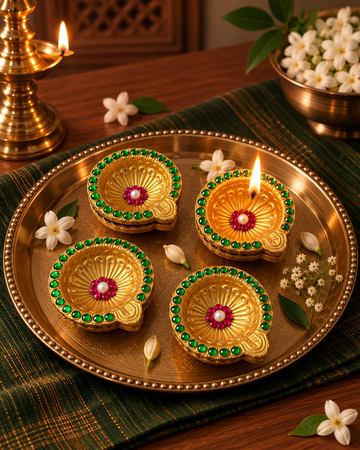Gulnaar Jewel Diya — Set of 12 Pieces