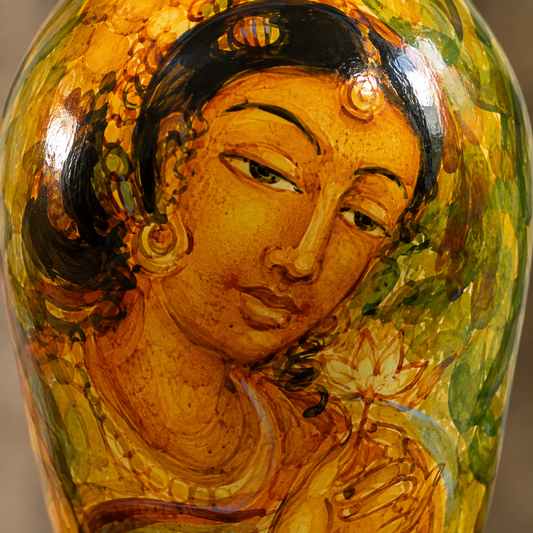 Ira - Hand Painted Terracotta Vase (Ajanta & Ellora Inspired Paintings - 8 inch)