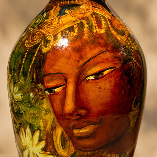 Mihira - Hand Painted Terracotta Vase (Ajanta & Ellora Inspired Paintings - 8 inch)