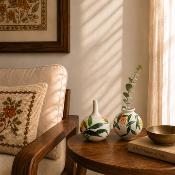 Leaves and Flowers Art Pots (Set of 2)