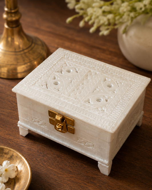 Marble Jewellery Box with Mirror
