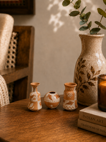 Miniature Pottery Set of 3 - Abstract Art (Any Shape)
