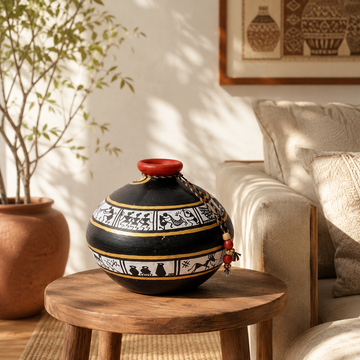 Handcrafted Warli Art Terracotta Pottery