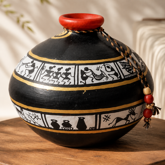 Handcrafted Warli Art Terracotta Pottery