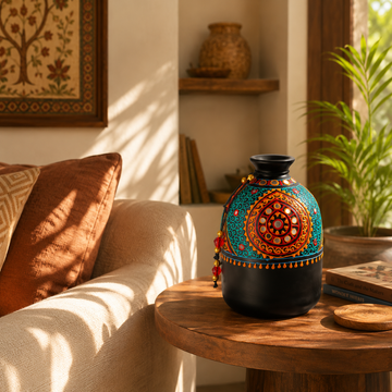 Handcrafted Terracotta Mirror Work Pottery (Lippan Art Inspired)