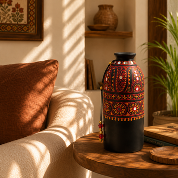 Handcrafted Terracotta Mirror Work Pottery