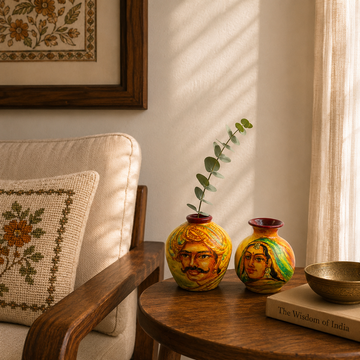 Hand-Painted Terracotta Pottery Set of 2
